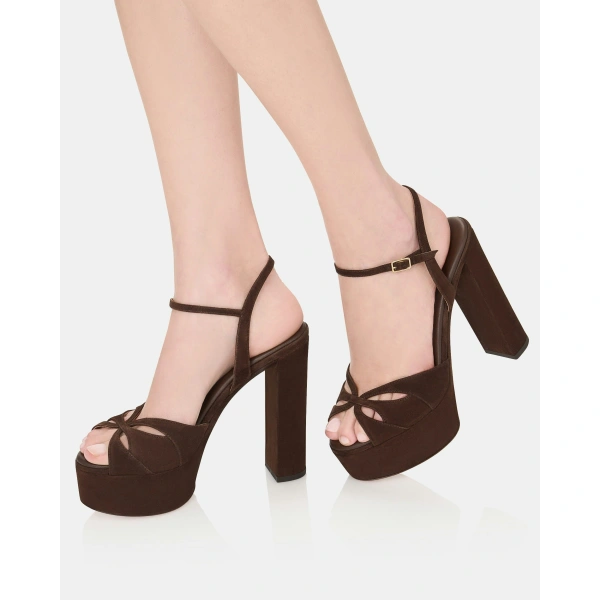 Aquazzura Moves Sandal Plateau 120 in Espresso, view 5 | Platform Heels