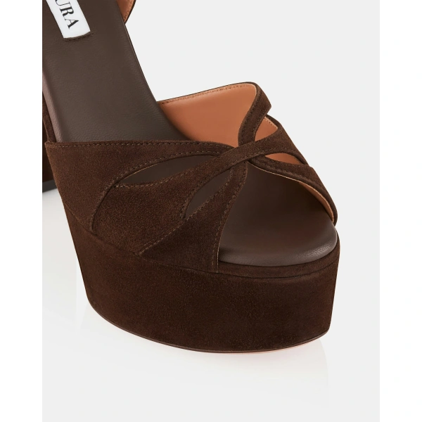 Aquazzura Moves Sandal Plateau 120 in Espresso, view 6 | Platform Heels