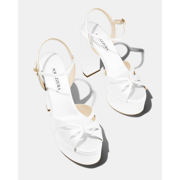 Aquazzura Moves Sandal Plateau 120 in White, view 3 | Platform Heels