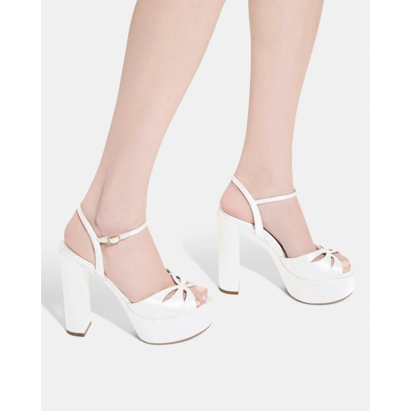 Aquazzura Moves Sandal Plateau 120 in White, view 5 | Platform Heels