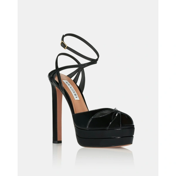 Aquazzura Moves Sandal Plateau 130 in Black, view 2 | Platform Heels