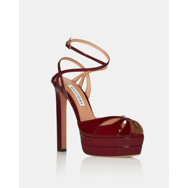 Aquazzura Moves Sandal Plateau 130 in Merlot, view 2 | Platform Heels