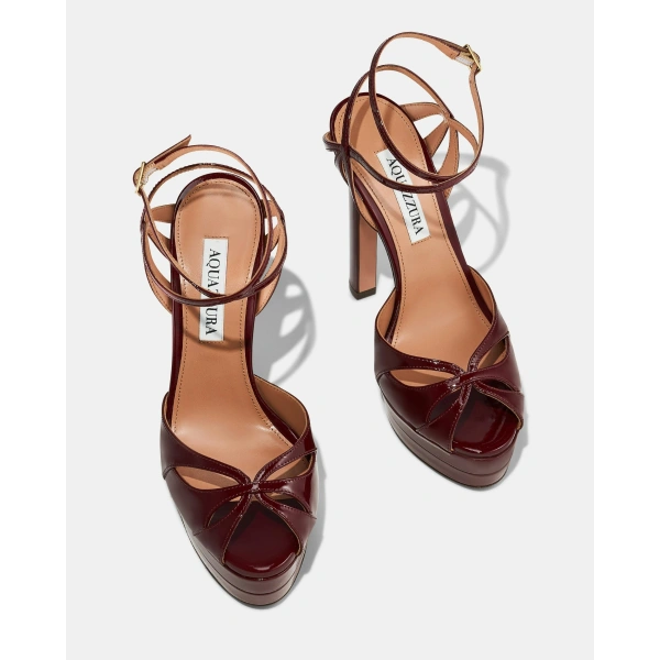 Aquazzura Moves Sandal Plateau 130 in Merlot, view 3 | Platform Heels