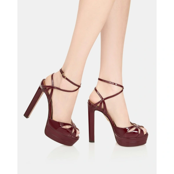 Aquazzura Moves Sandal Plateau 130 in Merlot, view 5 | Platform Heels