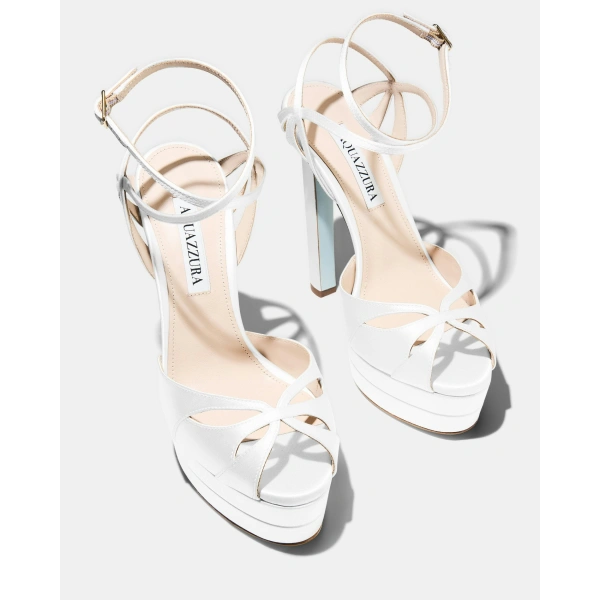 Aquazzura Moves Sandal Plateau 130 in White, view 3 | Platform Heels