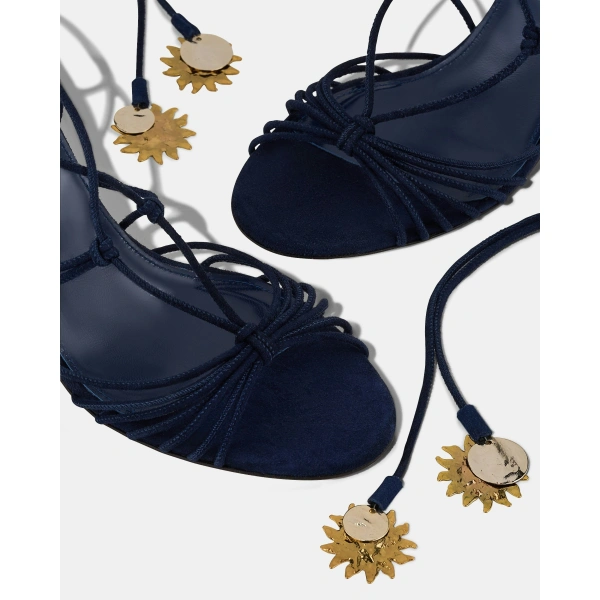 Aquazzura Night Stars Sandal 75 in Mezzanotte Navy, view 3 | Sandals