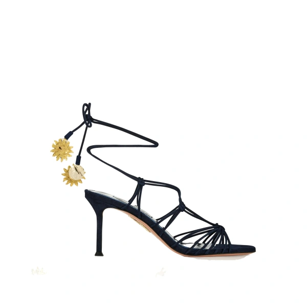 Aquazzura Night Stars Sandal 75 in Mezzanotte Navy | Sandals
