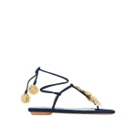 Aquazzura Night Stars Sandal Flat in Mezzanotte Navy | Sandals