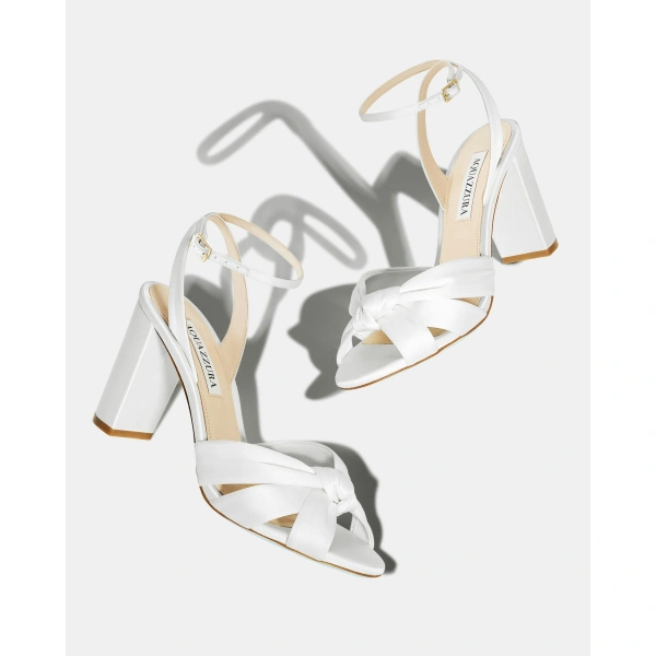 Aquazzura Nina Sandal 85 in White, view 3 | Sandals