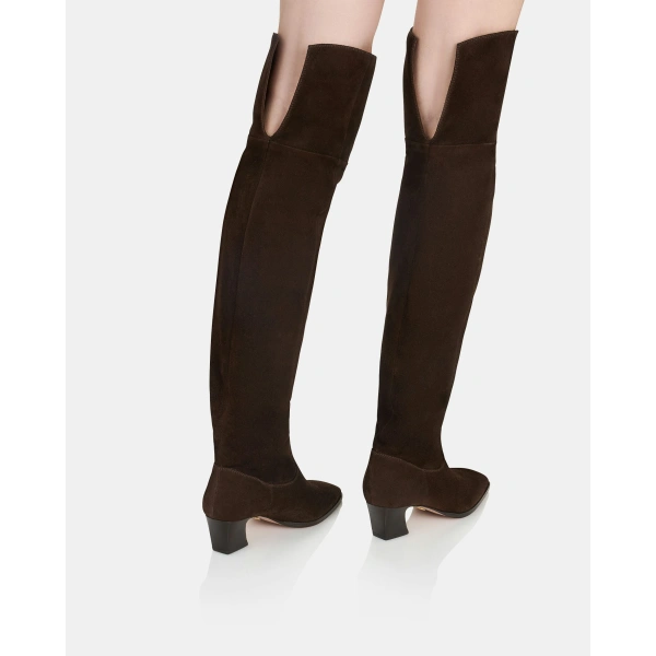 Aquazzura Nomad OTK Boot 50 in Espresso, view 3 | Knee-High Boots