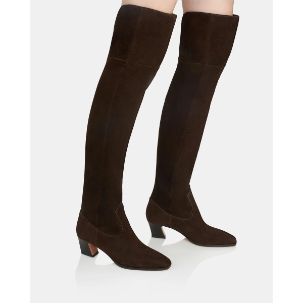 Aquazzura Nomad OTK Boot 50 in Espresso, view 5 | Knee-High Boots