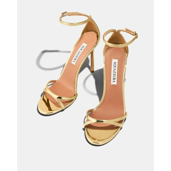 Aquazzura Nuda Sandal 105 in Soft Gold, view 3 | Sandals