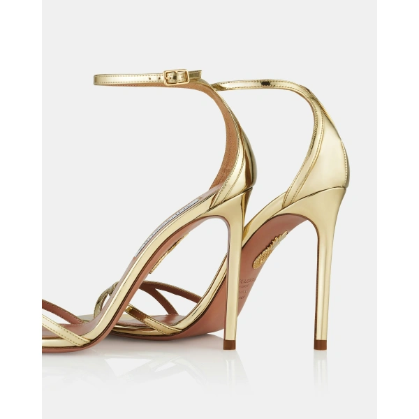 Aquazzura Nuda Sandal 105 in Soft Gold, view 4 | Sandals