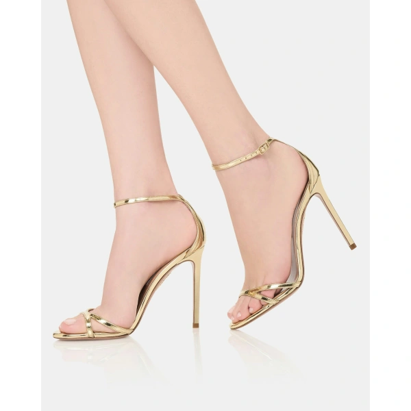 Aquazzura Nuda Sandal 105 in Soft Gold, view 5 | Sandals