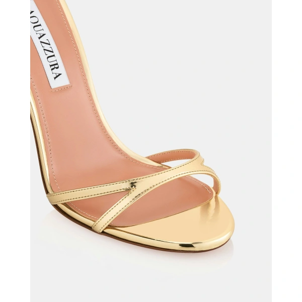 Aquazzura Nuda Sandal 105 in Soft Gold, view 6 | Sandals