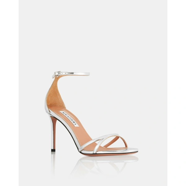 Aquazzura Nuda Sandal 85 in Silver, view 2 | Sandals