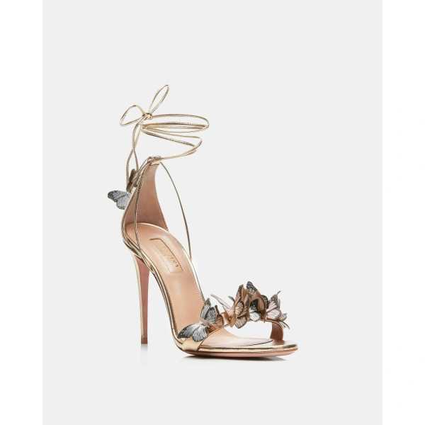 Aquazzura Papillon Sandal 105 in Soft Gold, view 2 | Sandals