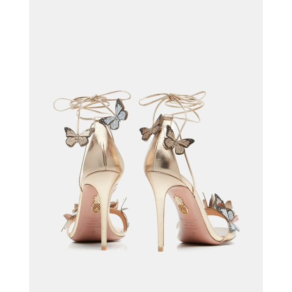 Aquazzura Papillon Sandal 105 in Soft Gold, view 4 | Sandals