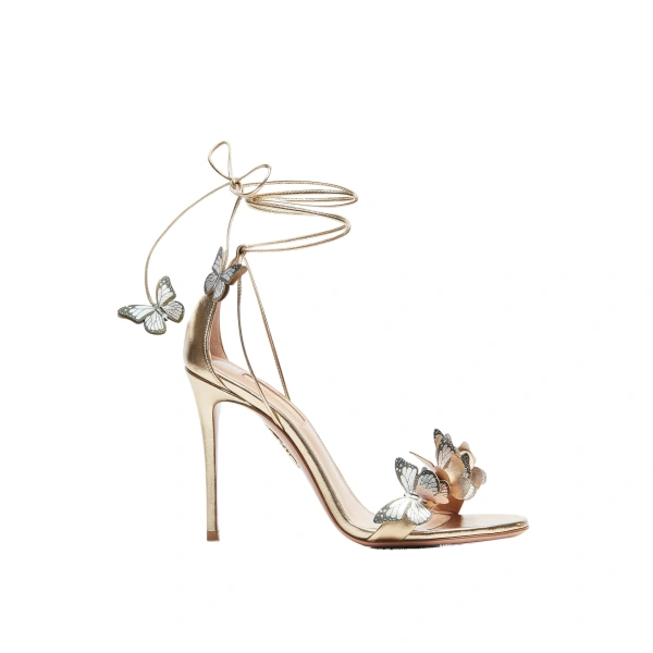 Aquazzura Papillon Sandal 105 in Soft Gold | Sandals