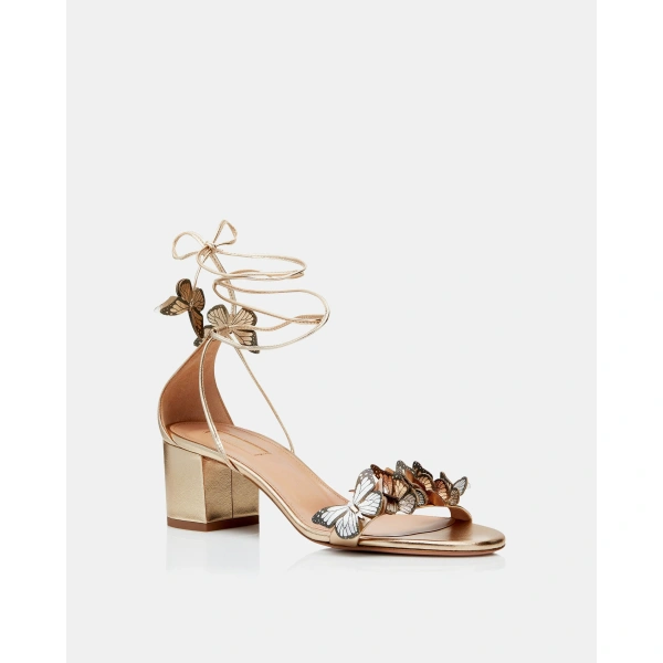 Aquazzura Papillon Sandal 50 in Soft Gold, view 2 | Sandals