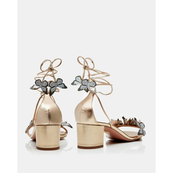 Aquazzura Papillon Sandal 50 in Soft Gold, view 4 | Sandals