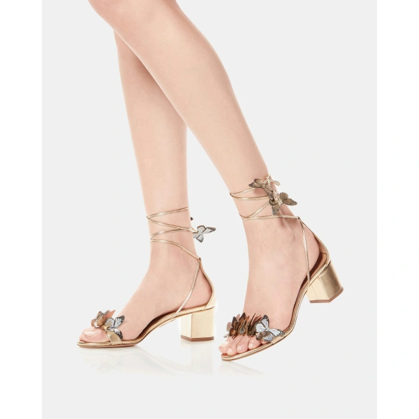 Aquazzura Papillon Sandal 50 in Soft Gold, view 5 | Sandals
