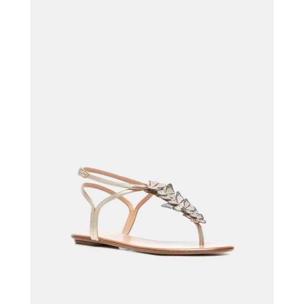 Aquazzura Papillon Sandal Flat in Soft Gold, view 2 | Sandals