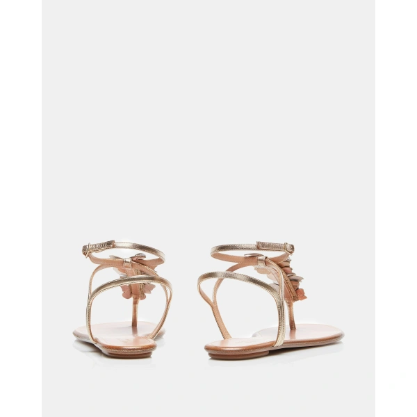 Aquazzura Papillon Sandal Flat in Soft Gold, view 4 | Sandals