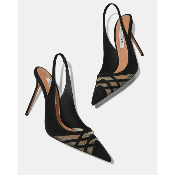 Aquazzura Perfect Match Sling Pump 105 in Black, view 3 | Slingbacks