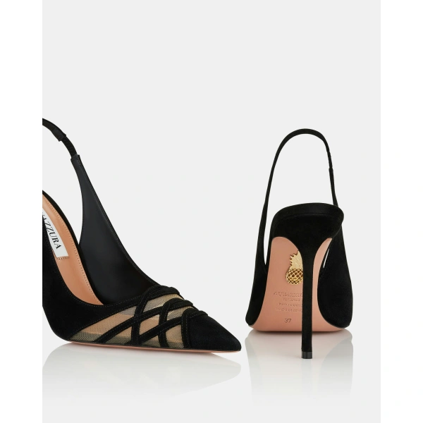 Aquazzura Perfect Match Sling Pump 105 in Black, view 4 | Slingbacks