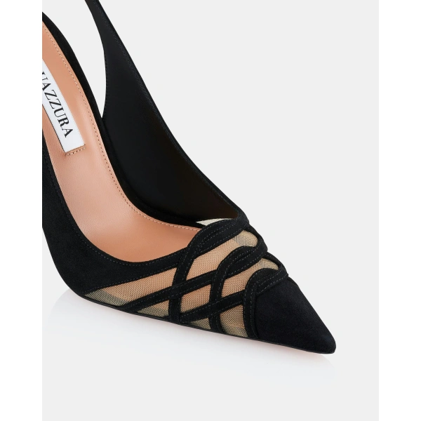 Aquazzura Perfect Match Sling Pump 105 in Black, view 6 | Slingbacks