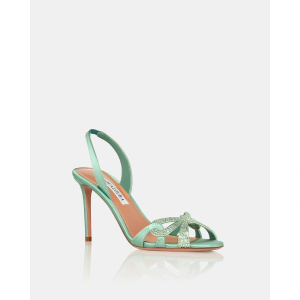 Aquazzura Ribbon Kiss Sandal 85 in Salvia, view 2 | Sandals