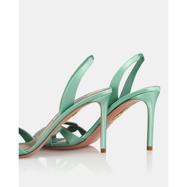 Aquazzura Ribbon Kiss Sandal 85 in Salvia, view 4 | Sandals