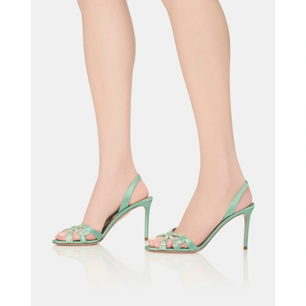 Aquazzura Ribbon Kiss Sandal 85 in Salvia, view 5 | Sandals