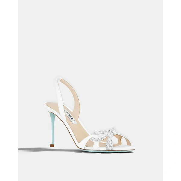 Aquazzura Ribbon Kiss Sandal 85 in White, view 2 | Sandals
