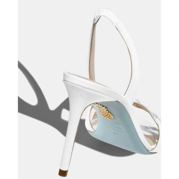 Aquazzura Ribbon Kiss Sandal 85 in White, view 4 | Sandals