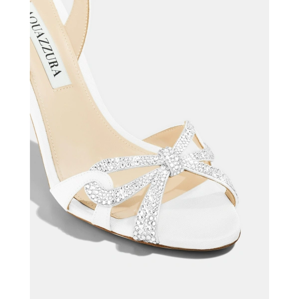 Aquazzura Ribbon Kiss Sandal 85 in White, view 6 | Sandals