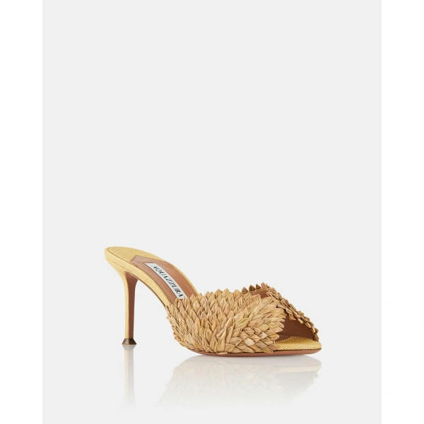 Aquazzura Rio Flirt Mule 75 in Natural, view 2 | Mules