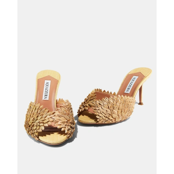 Aquazzura Rio Flirt Mule 75 in Natural, view 3 | Mules