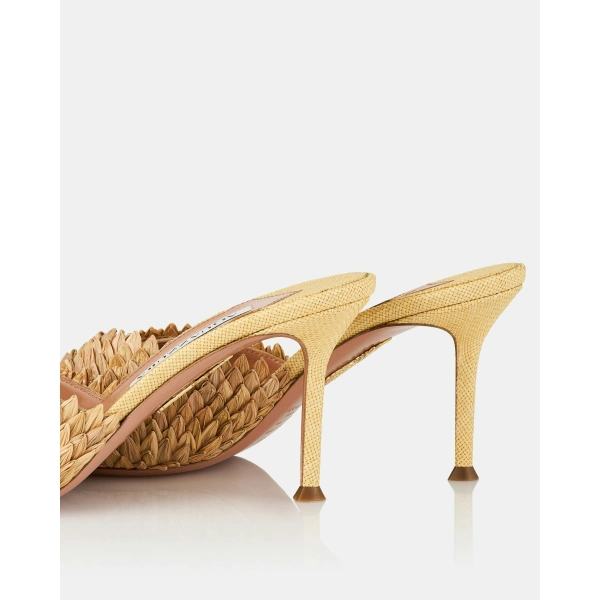 Aquazzura Rio Flirt Mule 75 in Natural, view 4 | Mules