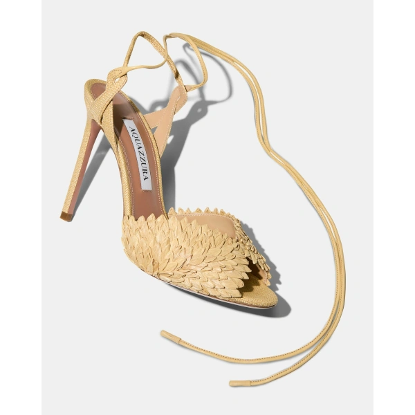 Aquazzura Rio Flirt Sandal 105 in Natural, view 3 | Sandals