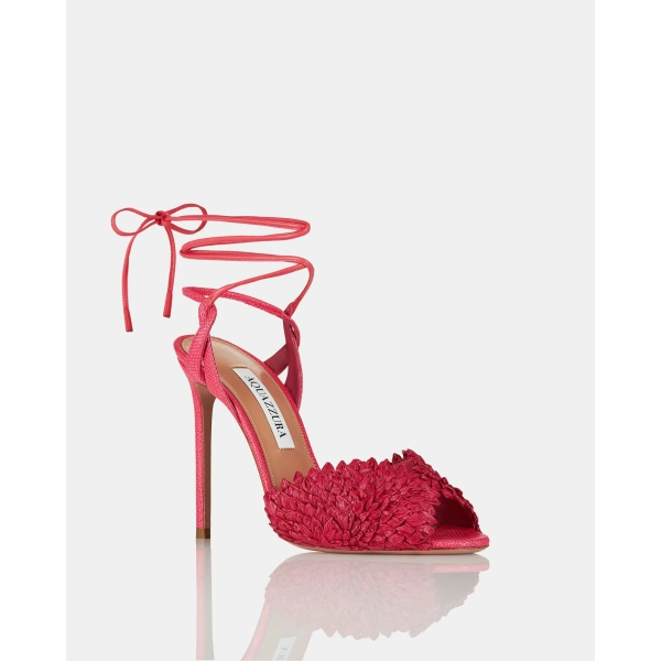 Aquazzura Rio Flirt Sandal 105 in Raspberry, view 2 | Sandals