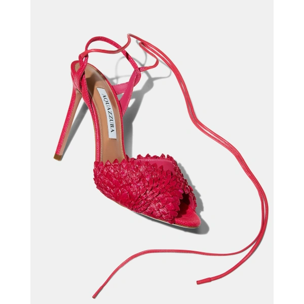 Aquazzura Rio Flirt Sandal 105 in Raspberry, view 3 | Sandals