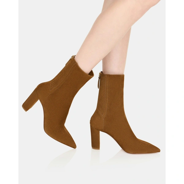 Aquazzura Saint Honore Block Bootie 85 in Chestnut, view 5 | Ankle Boots
