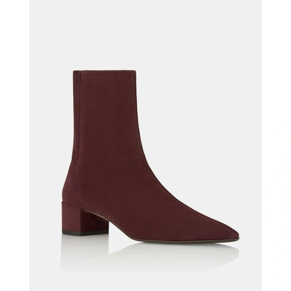 Aquazzura Saint Honore Bootie 35 in Rich Plum, view 2 | Ankle Boots