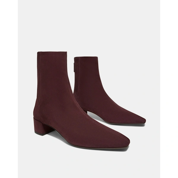 Aquazzura Saint Honore Bootie 35 in Rich Plum, view 3 | Ankle Boots