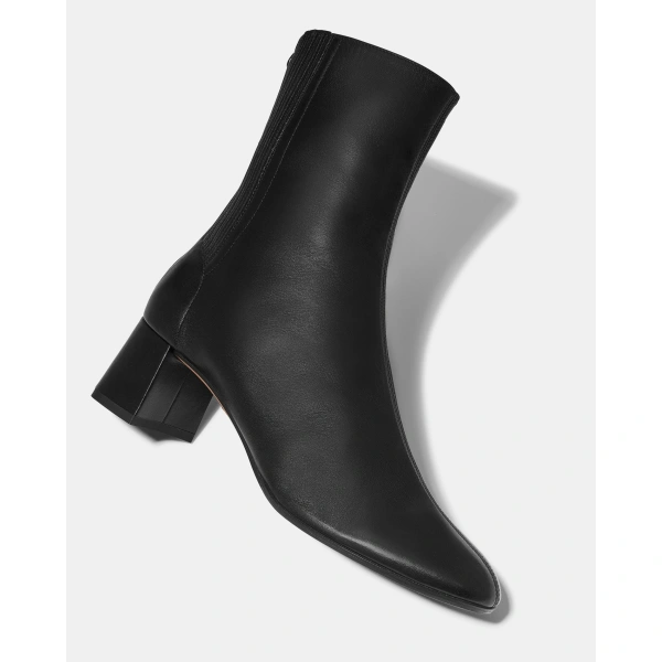 Aquazzura Saint Honore Bootie 50 in Black Nappa Leather, view 3 | Ankle Boots