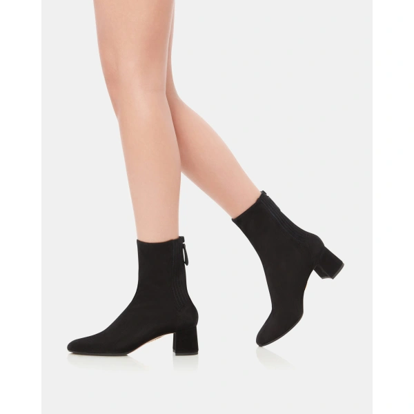Aquazzura Saint Honore Bootie 50 in Black Suede, view 5 | Ankle Boots