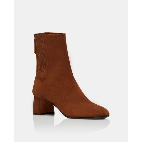 Aquazzura Saint Honore Bootie 50 in Cinnamon Suede, view 2 | Ankle Boots