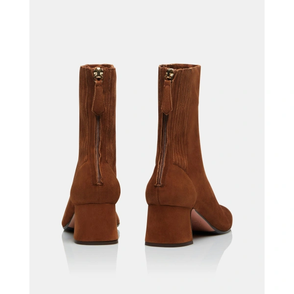Aquazzura Saint Honore Bootie 50 in Cinnamon Suede, view 4 | Ankle Boots